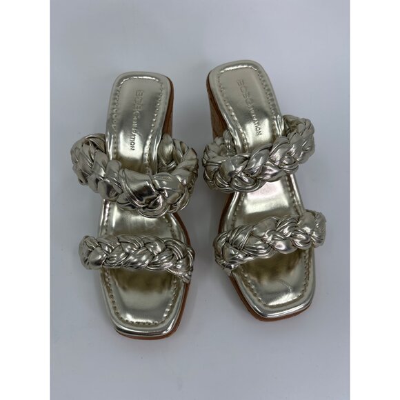 BCBGeneration Ulana Wedge Sandal Gold Chunky Braid Cork 8M NWOB - Picture 2 of 7